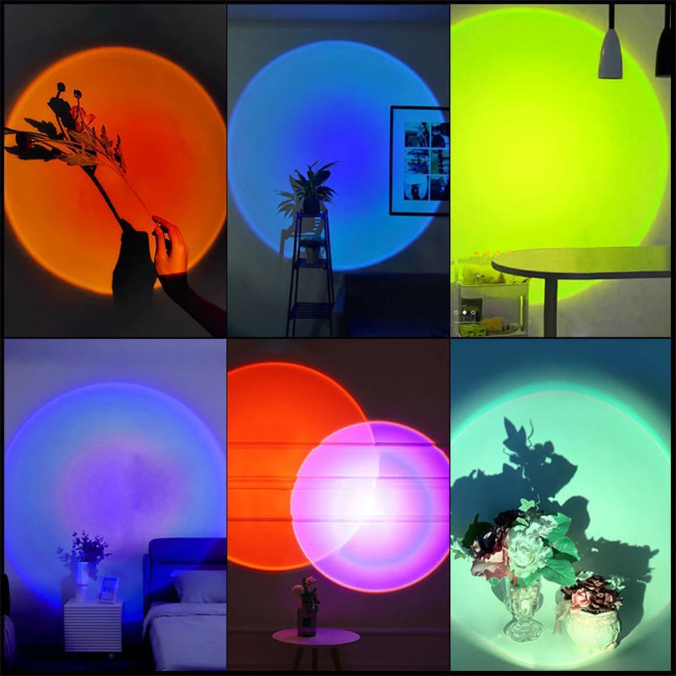 USB Sunset Lamp – Rainbow LED Night Light Projector for Bedroom & Home Decor